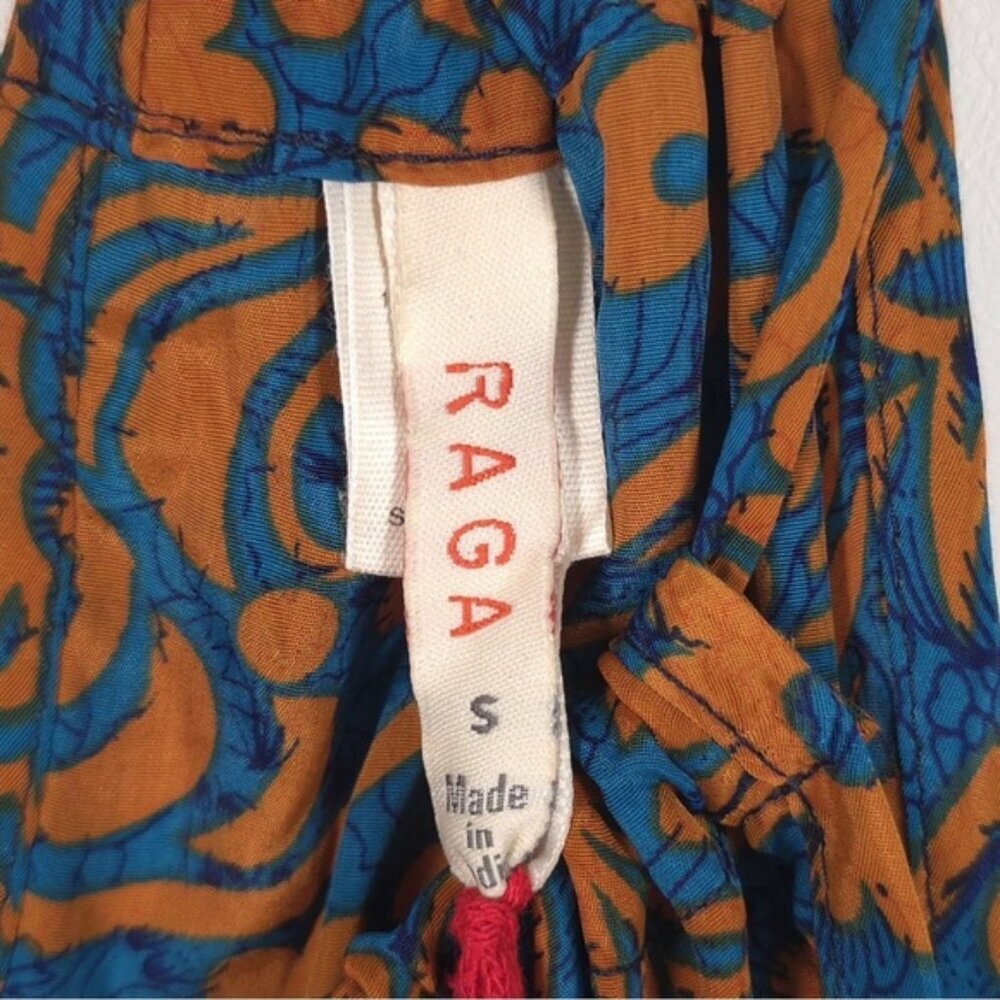 NWT RAGA Maxi Dress Floral Side Cut Out Elastic Waist Tassels Straps R1743 SMALL - Picture 4 of 15